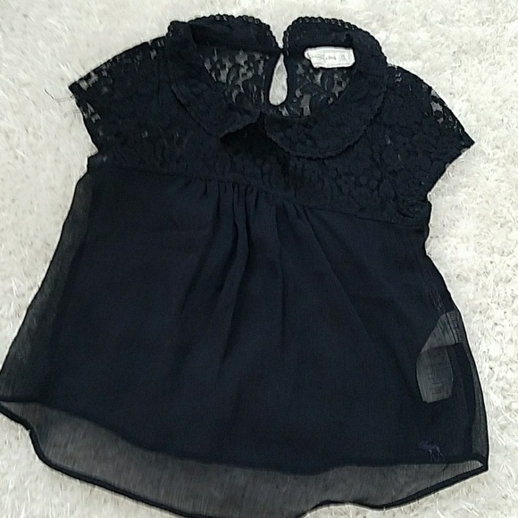 Flowy Navy top with lace, size XS - Picture 2 of 5